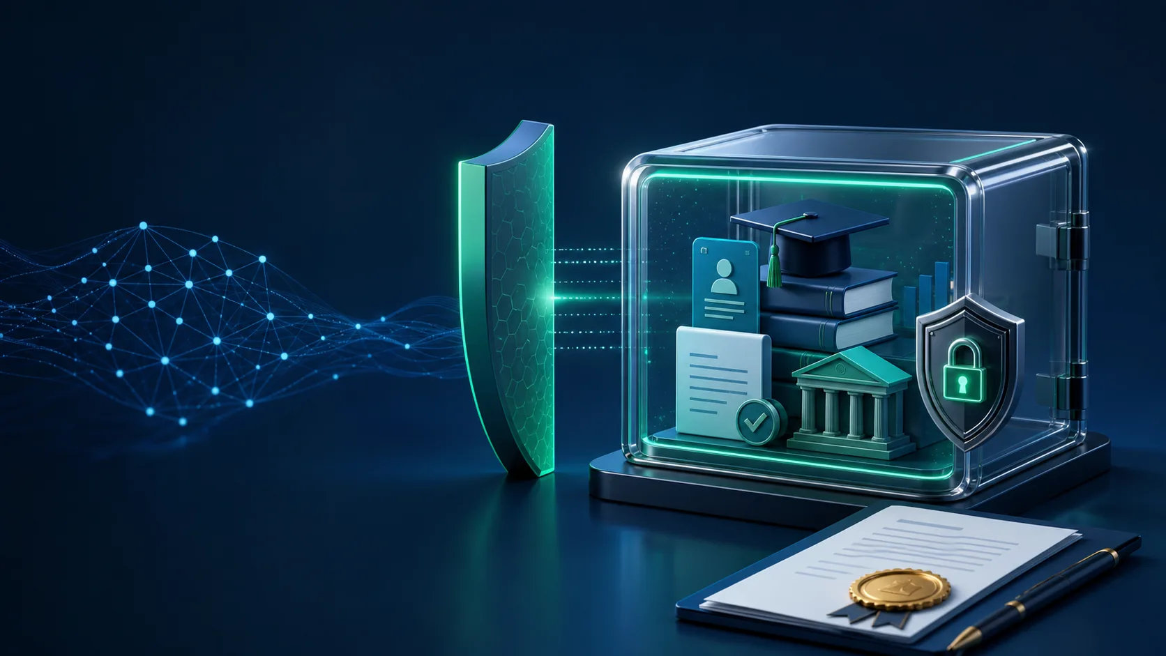 Education records protected inside an isolated application tenant, separated from an external AI network